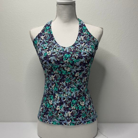 Athleta Y2K Size Small Padded Floral Tank With Strappy Back Very Body Fitting - Picture 1 of 5